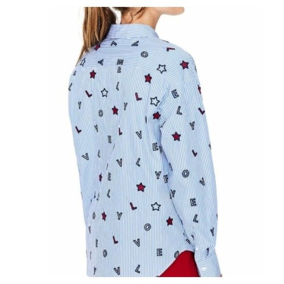 Boden Maria Lovely Embroidered Blue Striped Collared Long Sleeve Blouse S/M - Picture 3 of 11